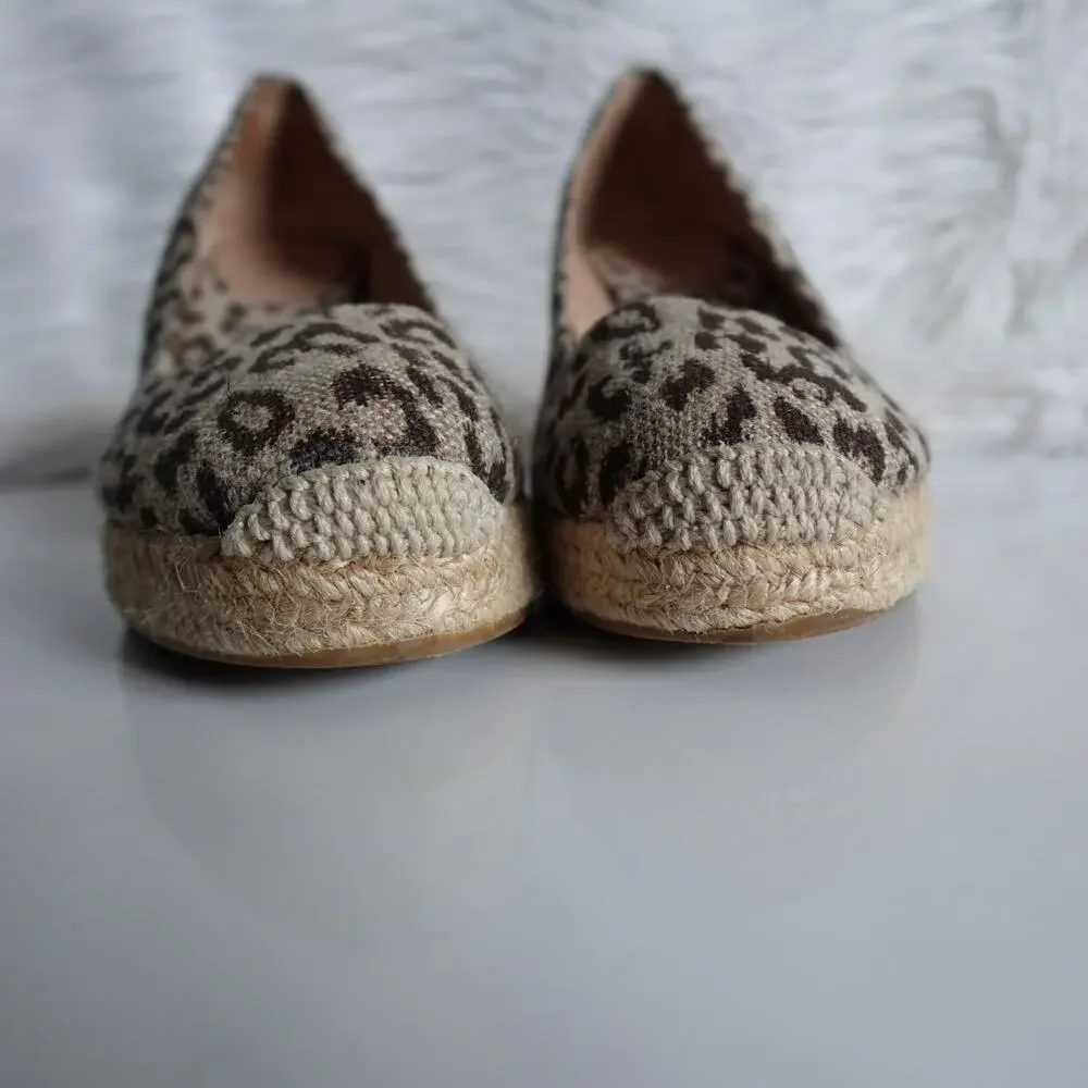 J. Crew Leopard Seville Espadrille Closed Toe Sandal Wedges 8 Spring Summer